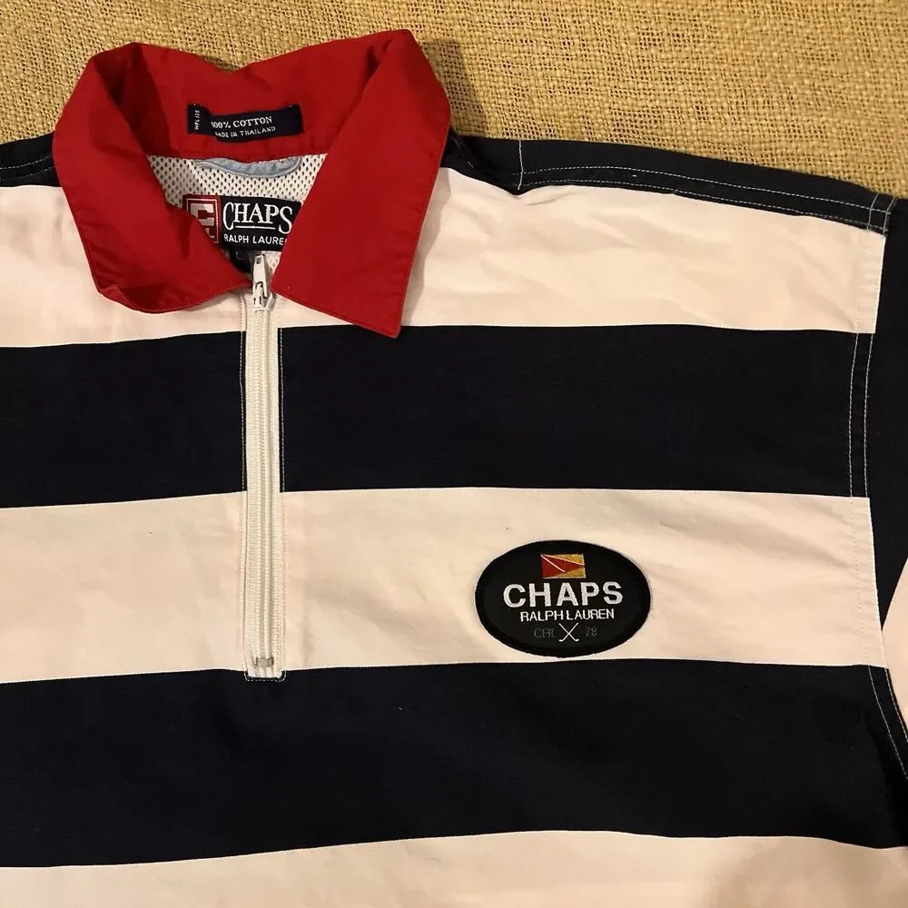 Vintage Chaps Ralph Lauren Rugby Polo Shirt Men’s Sz L Preppy Short Sleeve